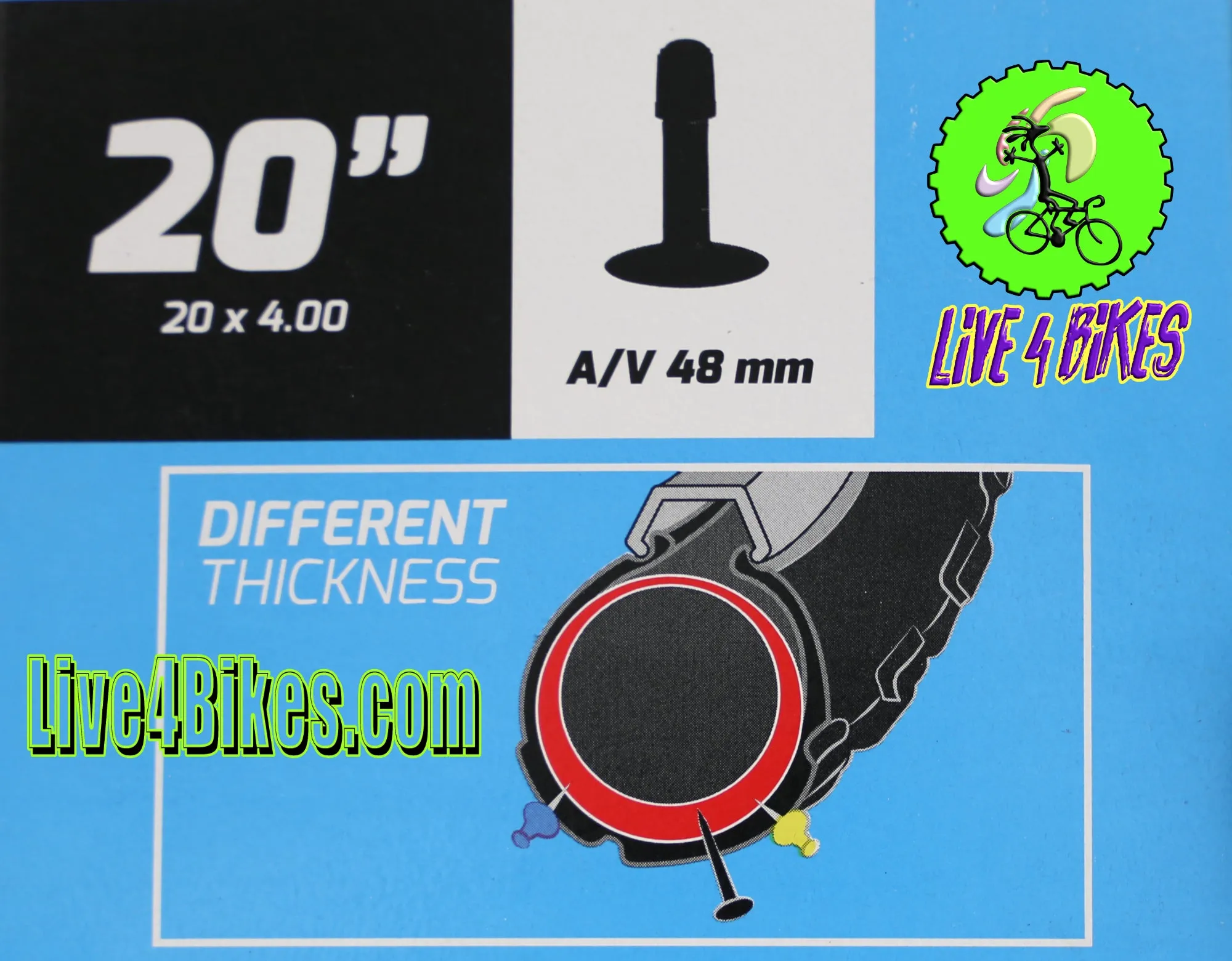 20 In Thorn Resistant Bicycle Tubes Heavy Duty Inner Tube Ebike 20x4.00
