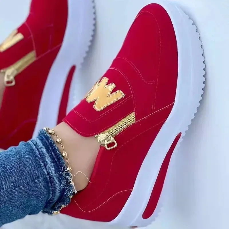 2024 Women Flats Platform Shoes Women Elegant Shoes Woman Autumn Casual Zipper Sneakers Shoes Women Lightweight Shoes