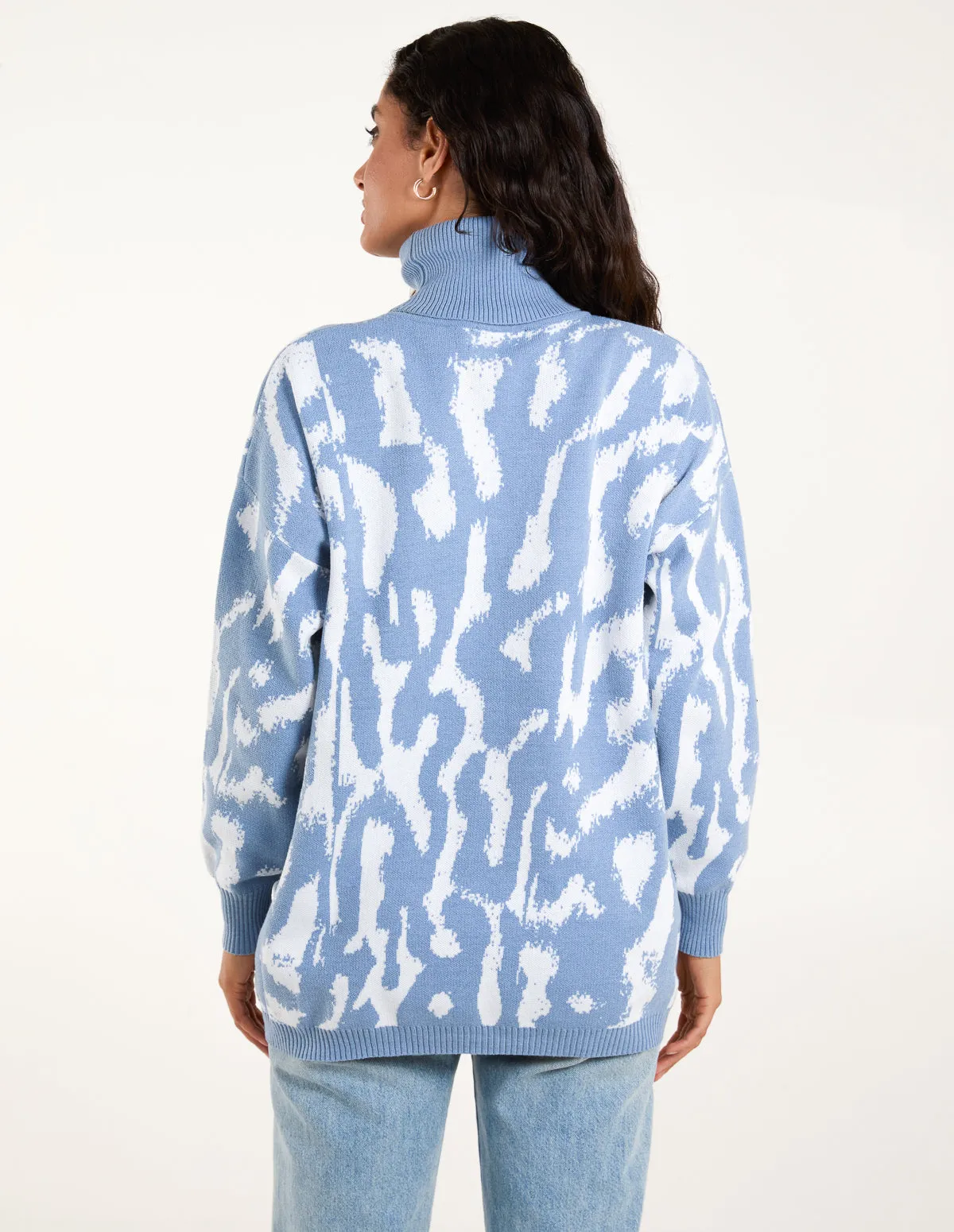 Abstract Animal Roll Neck Jumper