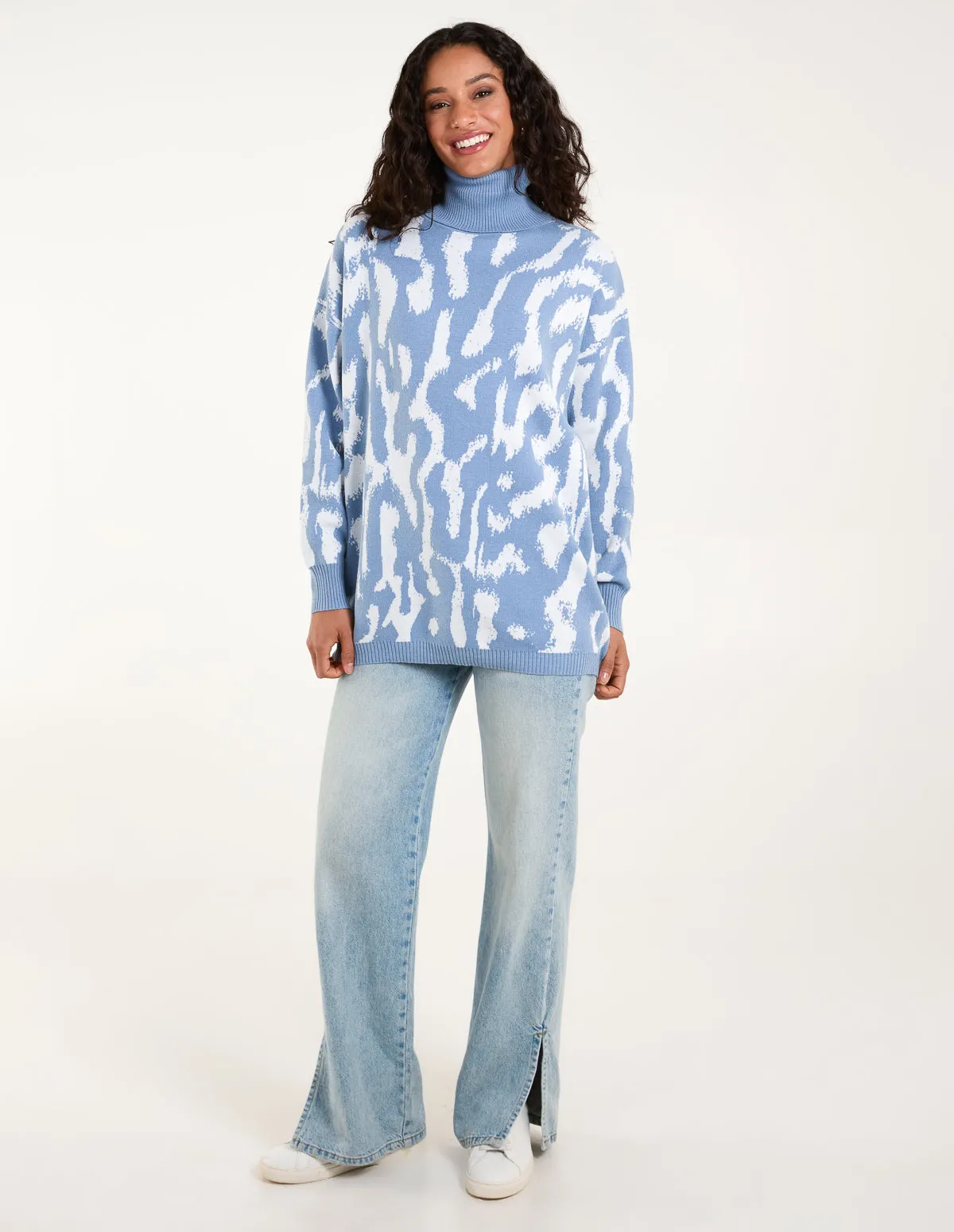 Abstract Animal Roll Neck Jumper