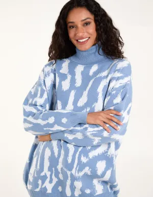 Abstract Animal Roll Neck Jumper