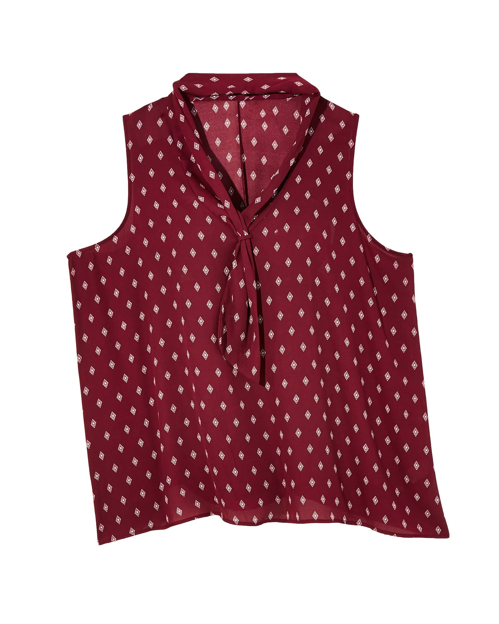 Antonella Sleeveless Tie Neck Blouse | Burgundy / White