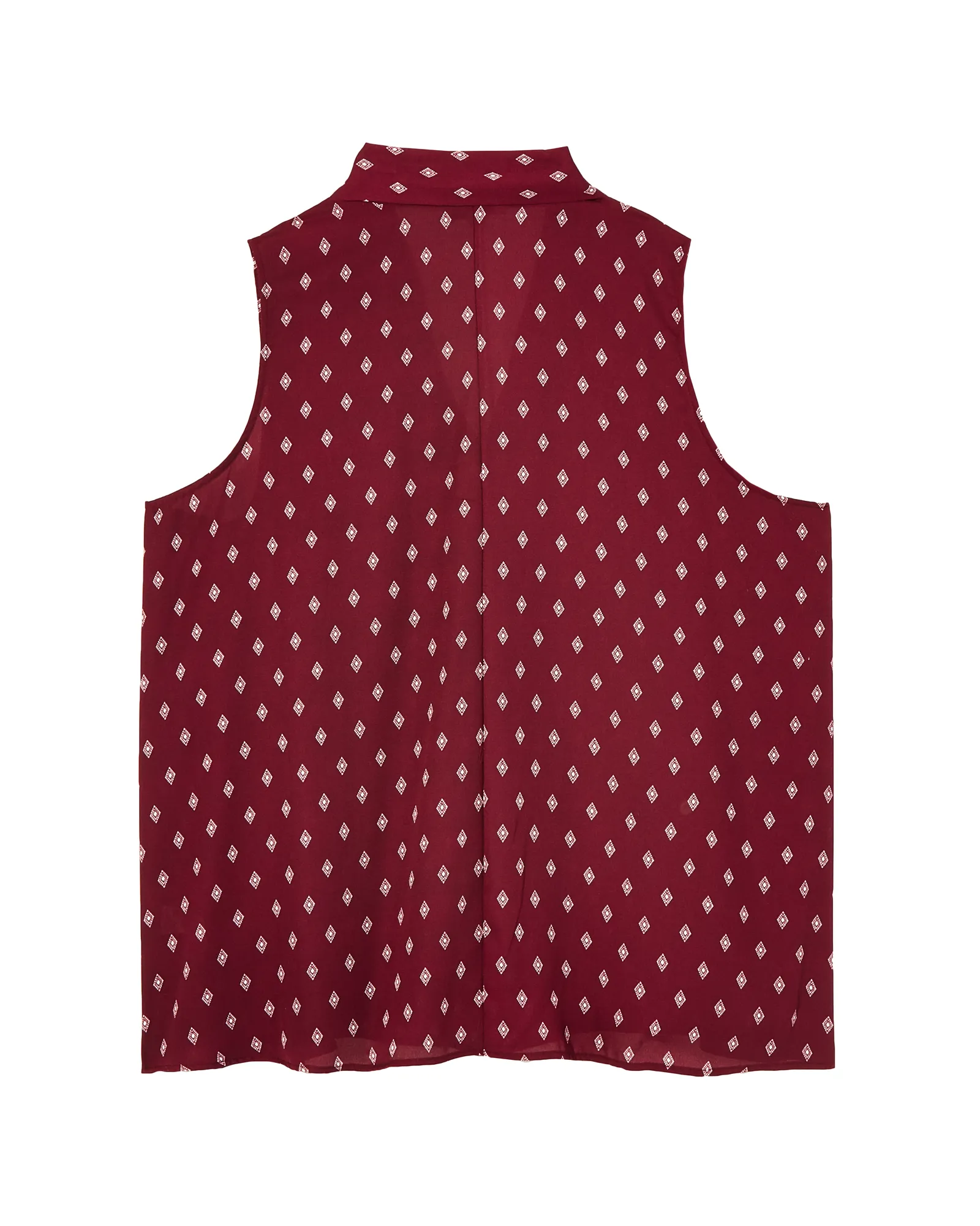 Antonella Sleeveless Tie Neck Blouse | Burgundy / White