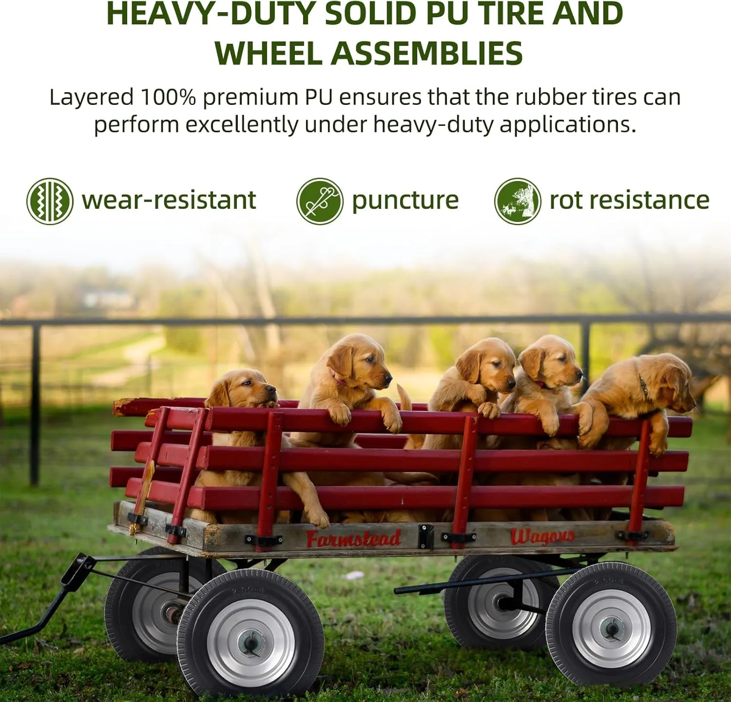 AR-PRO (2-Pack) 8-Inch Solid Wheel Replacement - 2.50-4" Flat Free Tire and Wheel with 5/8 Extra 3/4 Bearings and 2.2" Offset Hub - Compatible with Hand Truck, Generator, Gorilla Carts