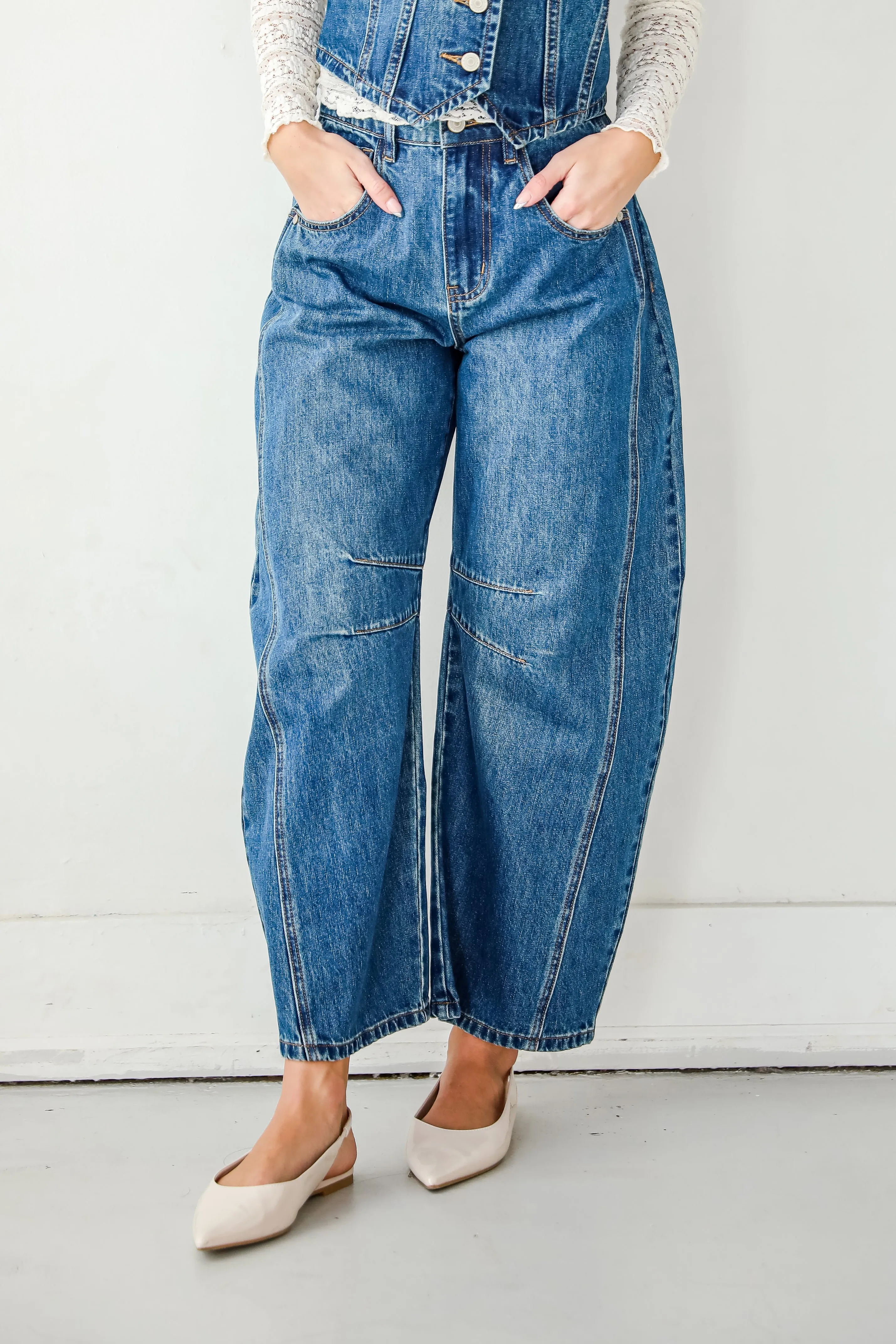 Aubrey Dark Wash High-Rise Barrel Jeans