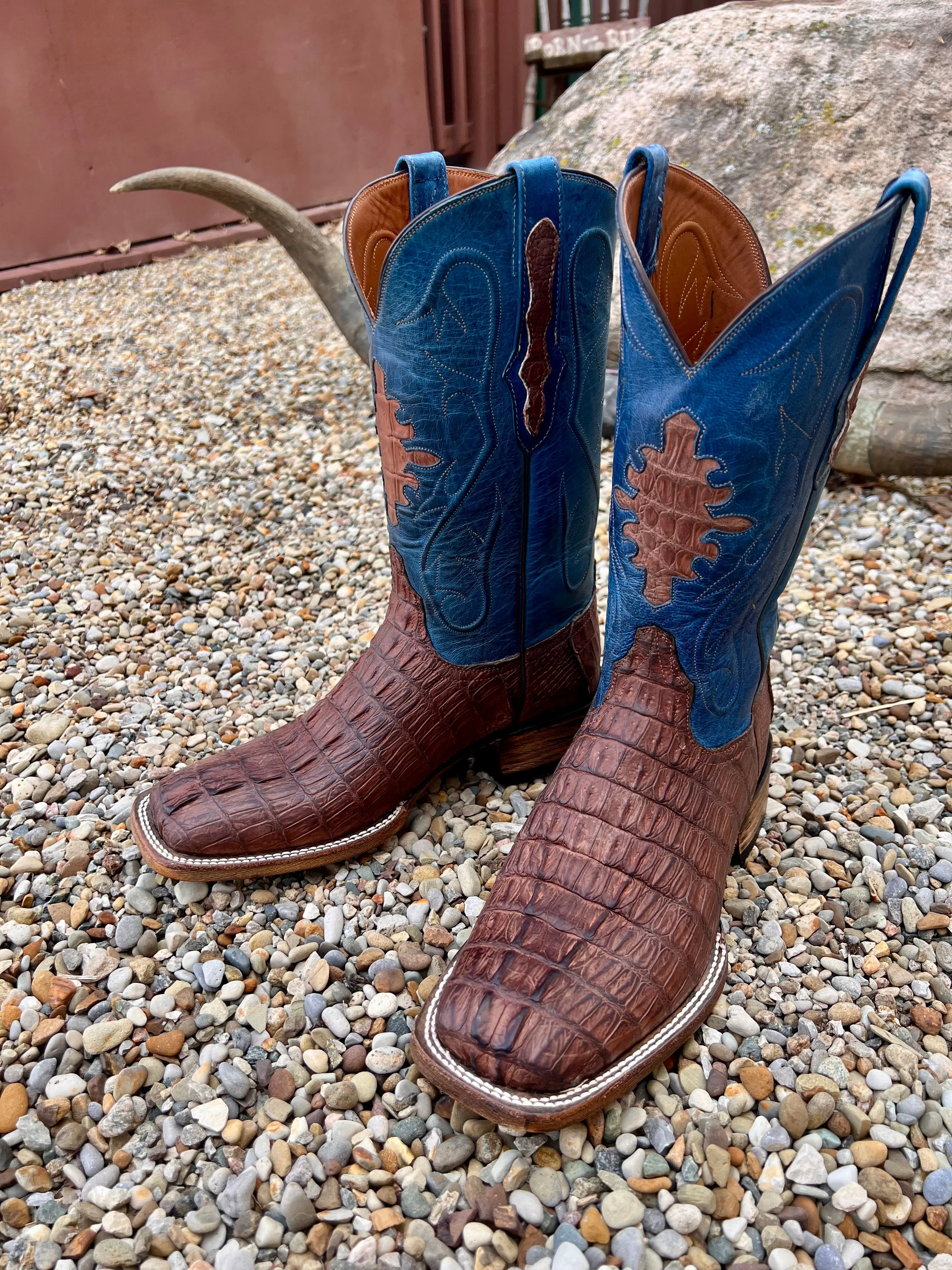 Black Jack Men’s Burnished Barnwood Sueded Caiman Tail Cowboy Boots SBBW7935-96