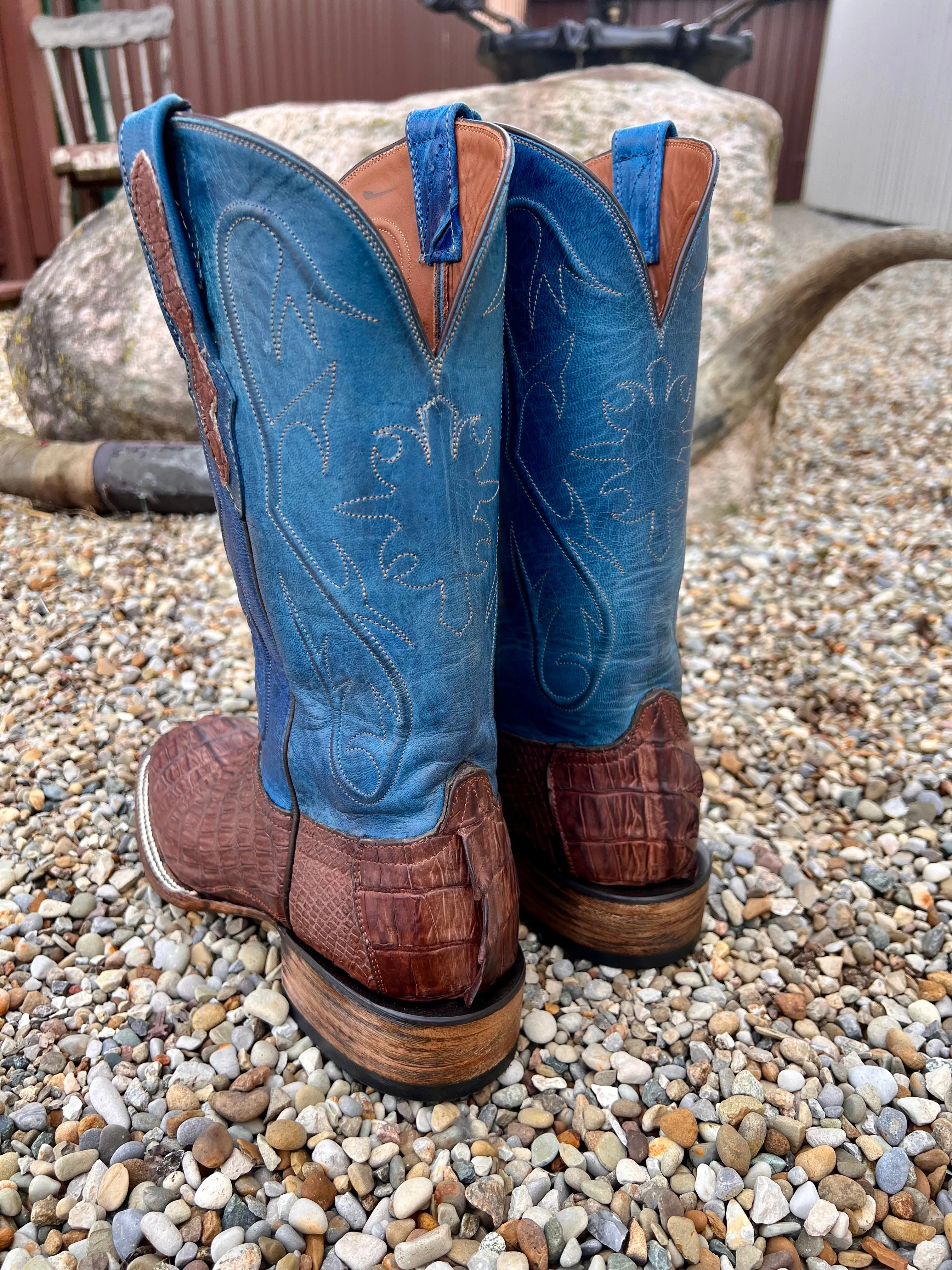 Black Jack Men’s Burnished Barnwood Sueded Caiman Tail Cowboy Boots SBBW7935-96