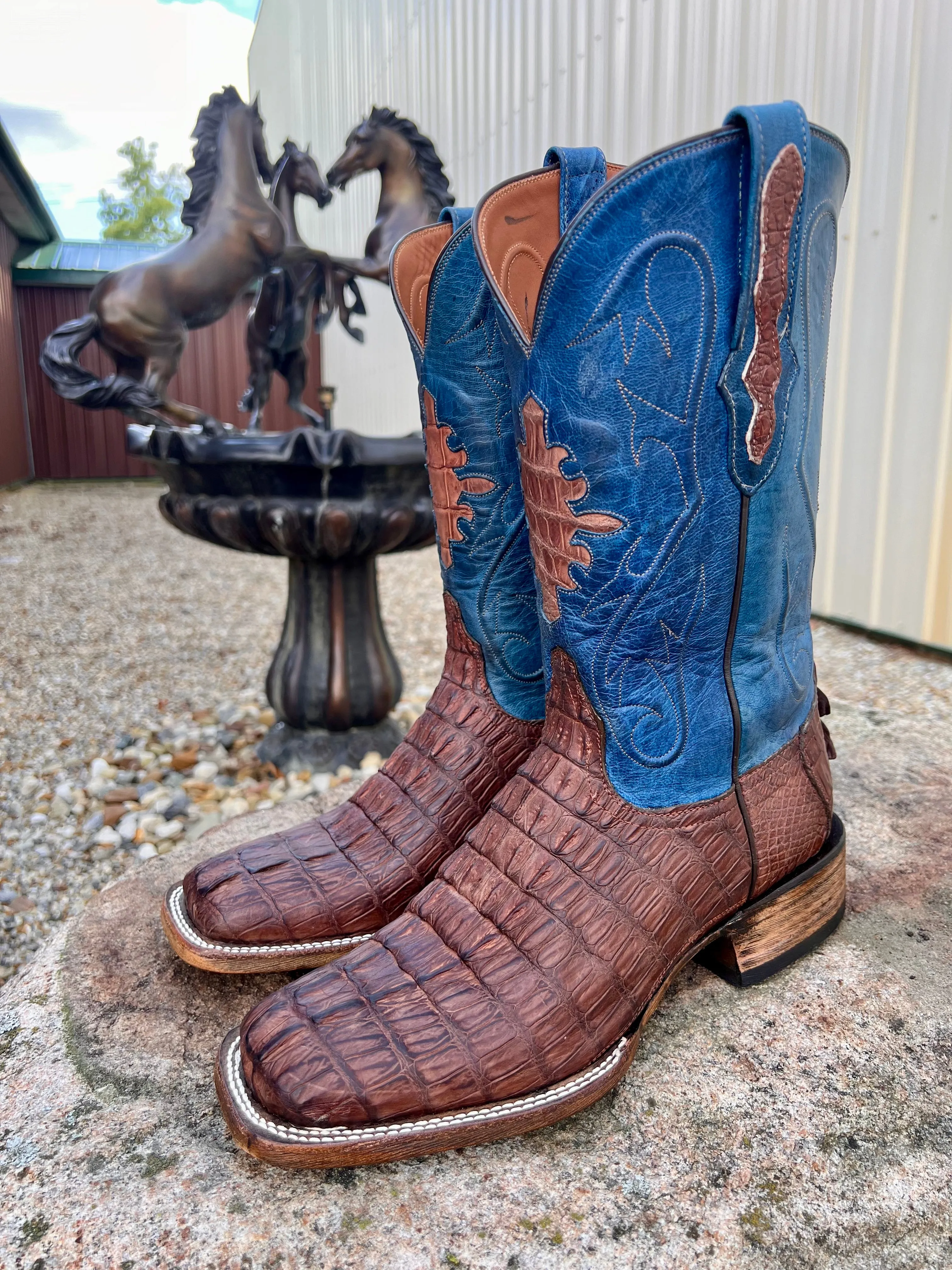 Black Jack Men’s Burnished Barnwood Sueded Caiman Tail Cowboy Boots SBBW7935-96