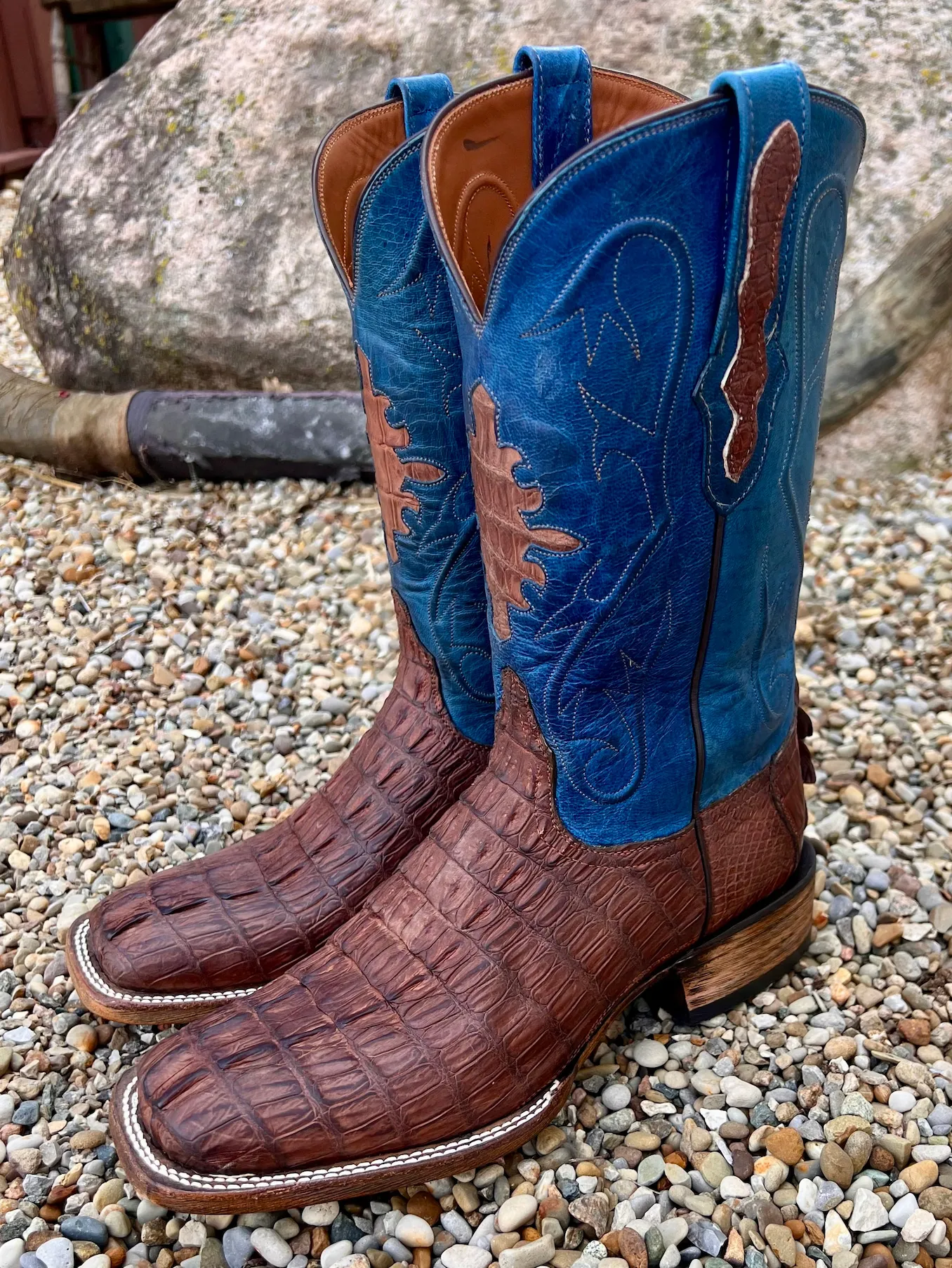 Black Jack Men’s Burnished Barnwood Sueded Caiman Tail Cowboy Boots SBBW7935-96