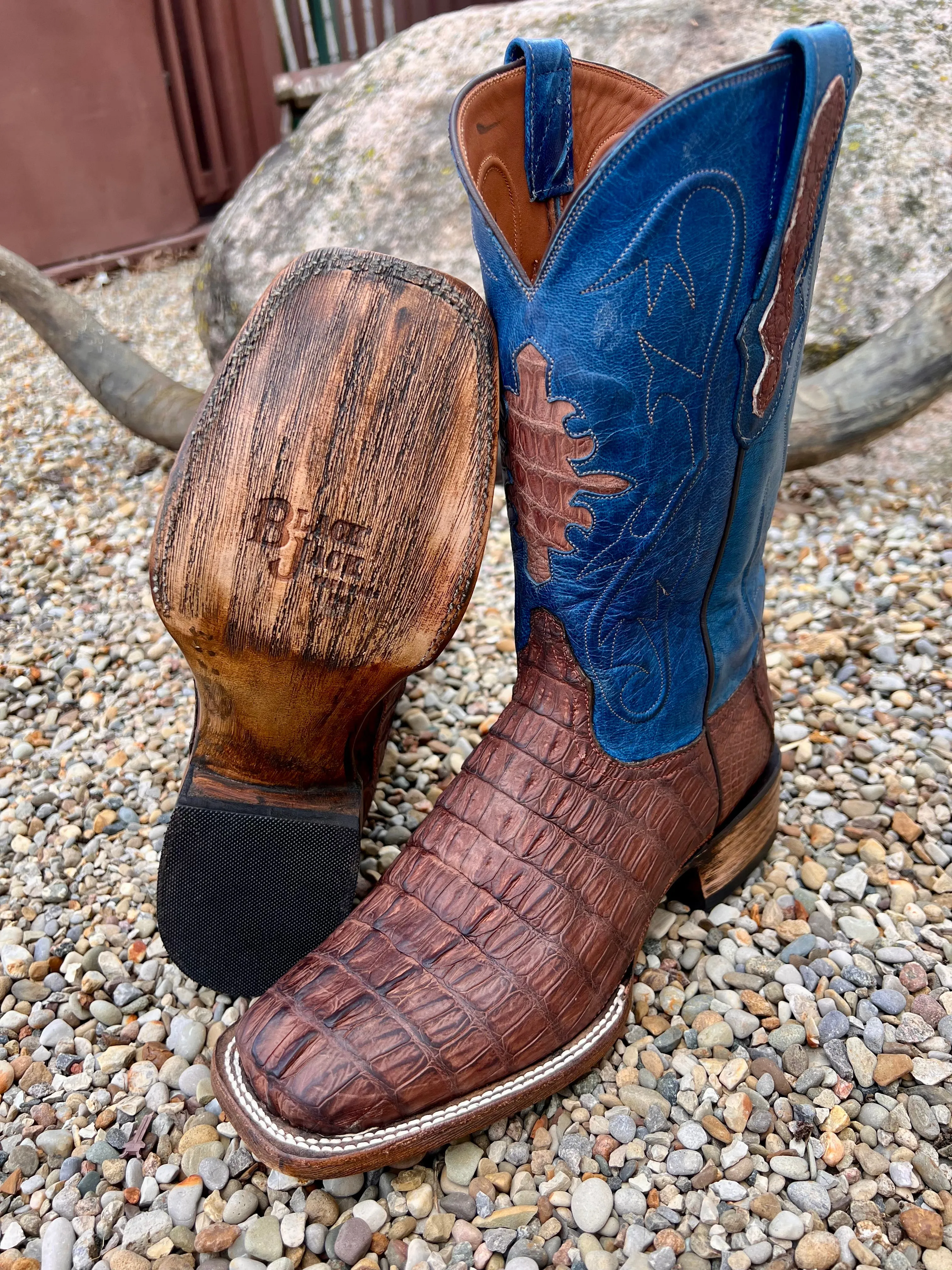 Black Jack Men’s Burnished Barnwood Sueded Caiman Tail Cowboy Boots SBBW7935-96