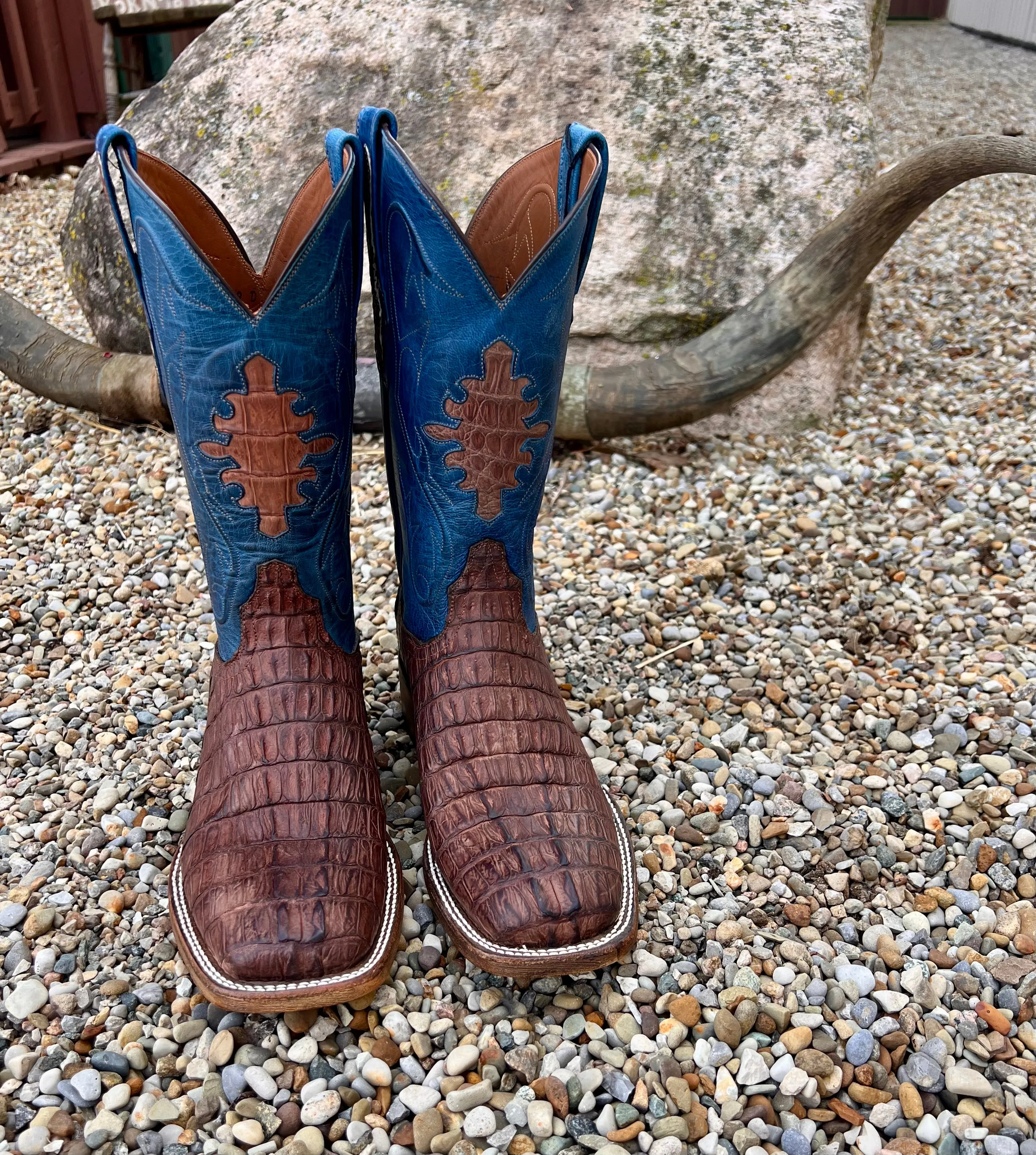 Black Jack Men’s Burnished Barnwood Sueded Caiman Tail Cowboy Boots SBBW7935-96
