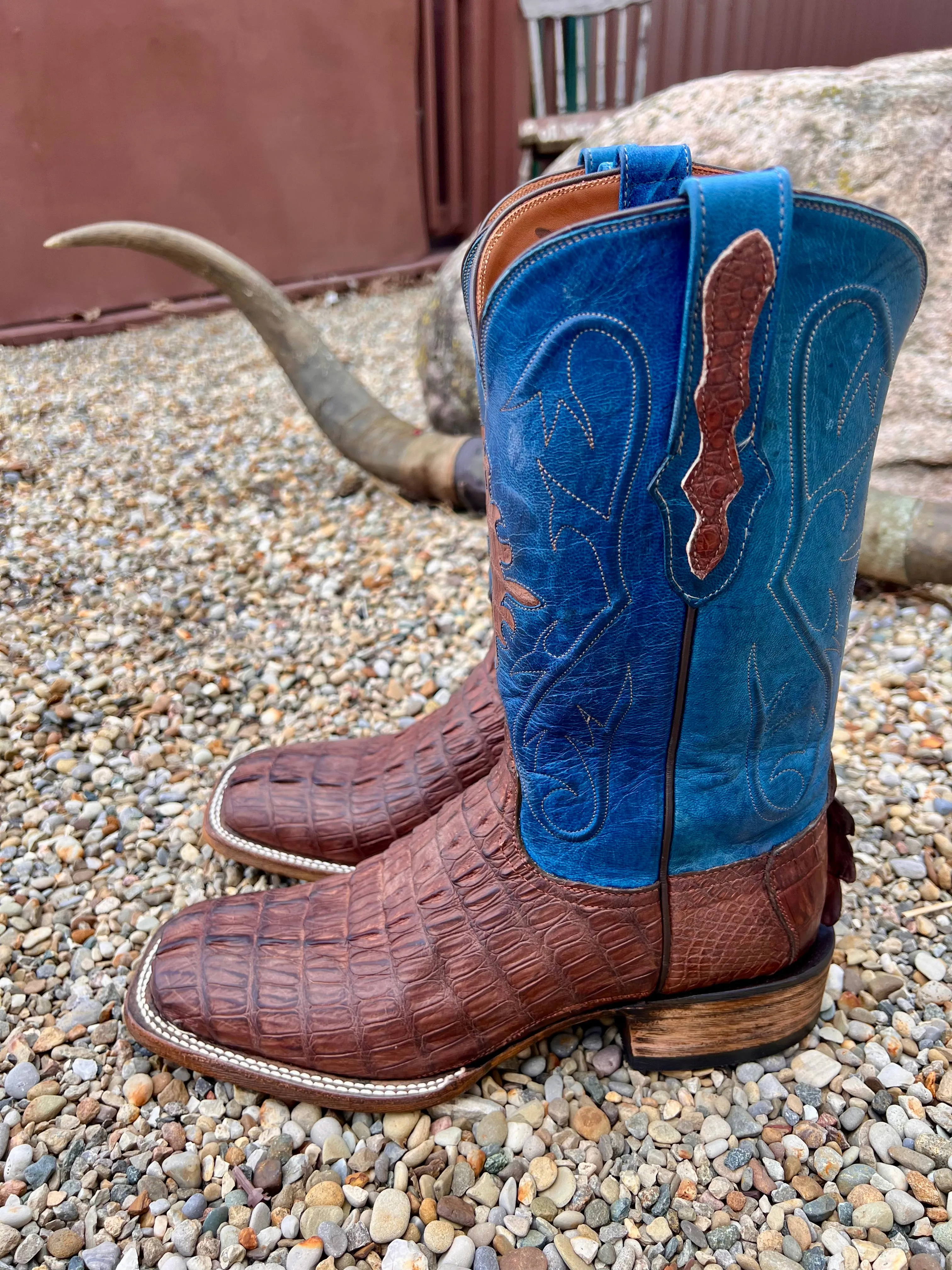 Black Jack Men’s Burnished Barnwood Sueded Caiman Tail Cowboy Boots SBBW7935-96