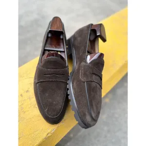 Brown Suede Classic Belgain Loafers with Extralight Lugged Sole