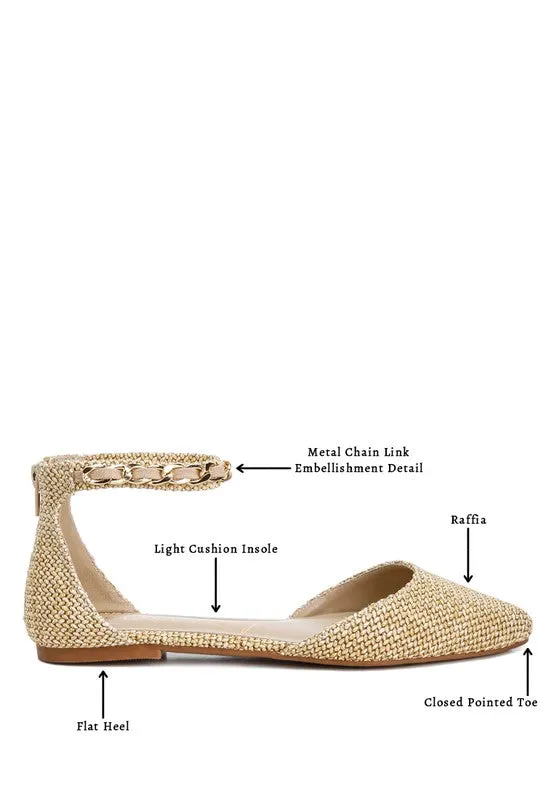 Buqisi Chain Embellished Flat Sandals