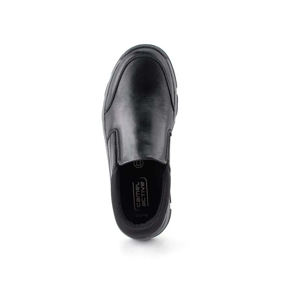 camel active Leather Classic Slip On Shoes Men Black REVOLT-852407-RS1-1