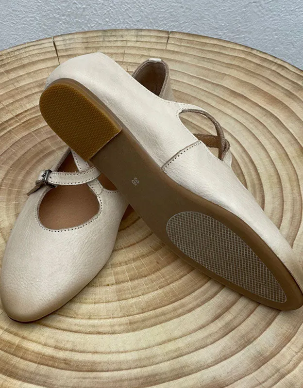 [Clearance]Soft Leather Pointed Toe Cross Strap Retro Flat Shoes 37
