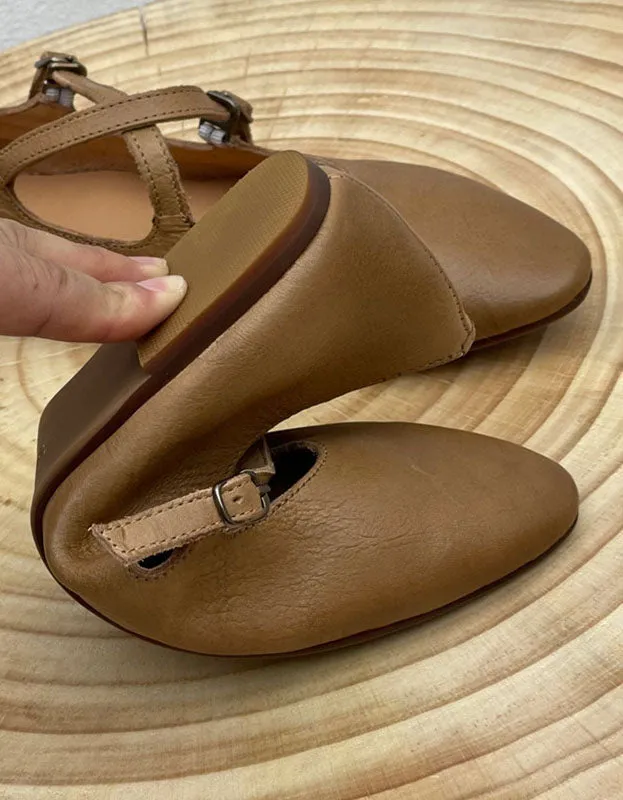 [Clearance]Soft Leather Pointed Toe Cross Strap Retro Flat Shoes 37