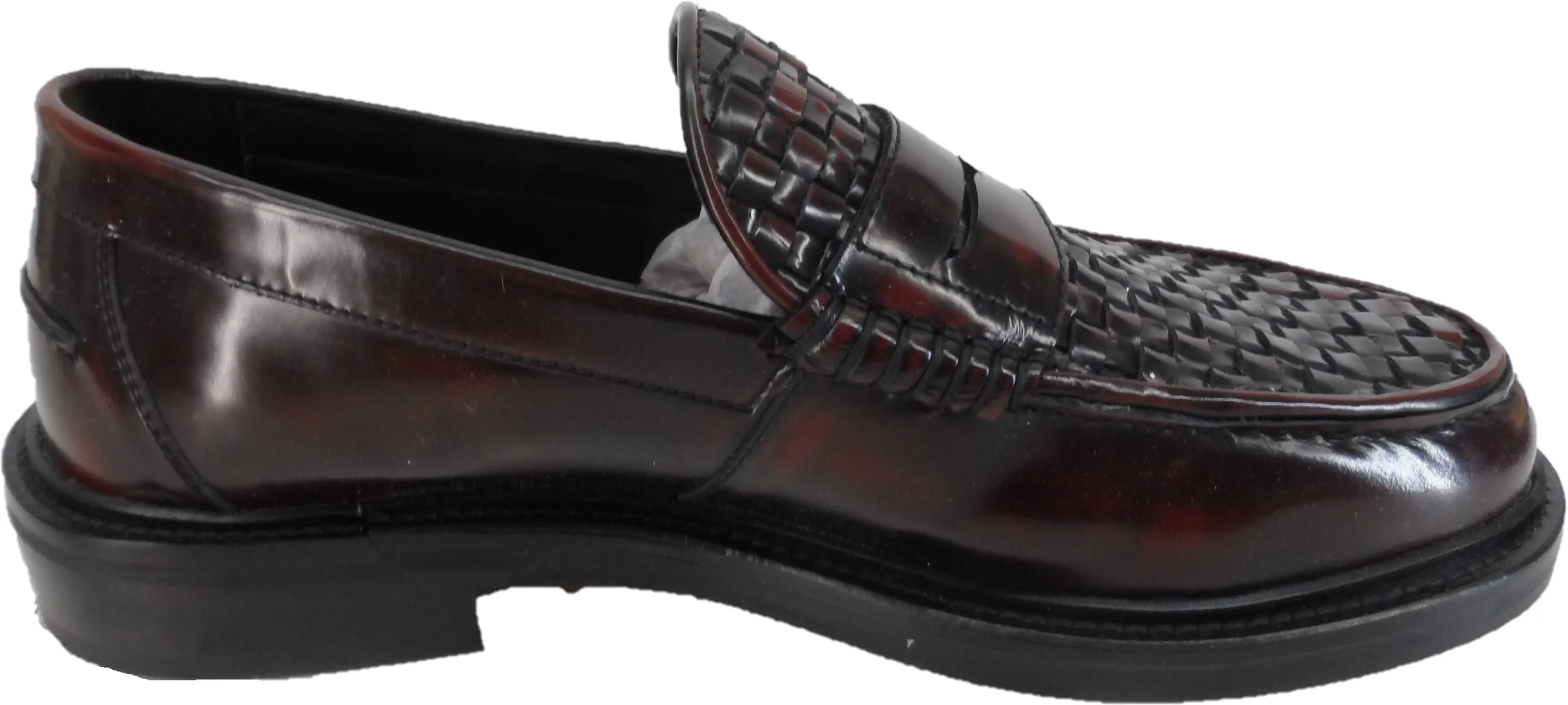 Delicious Junction Brummel Oxblood Real Basket Weave Penny Loafer