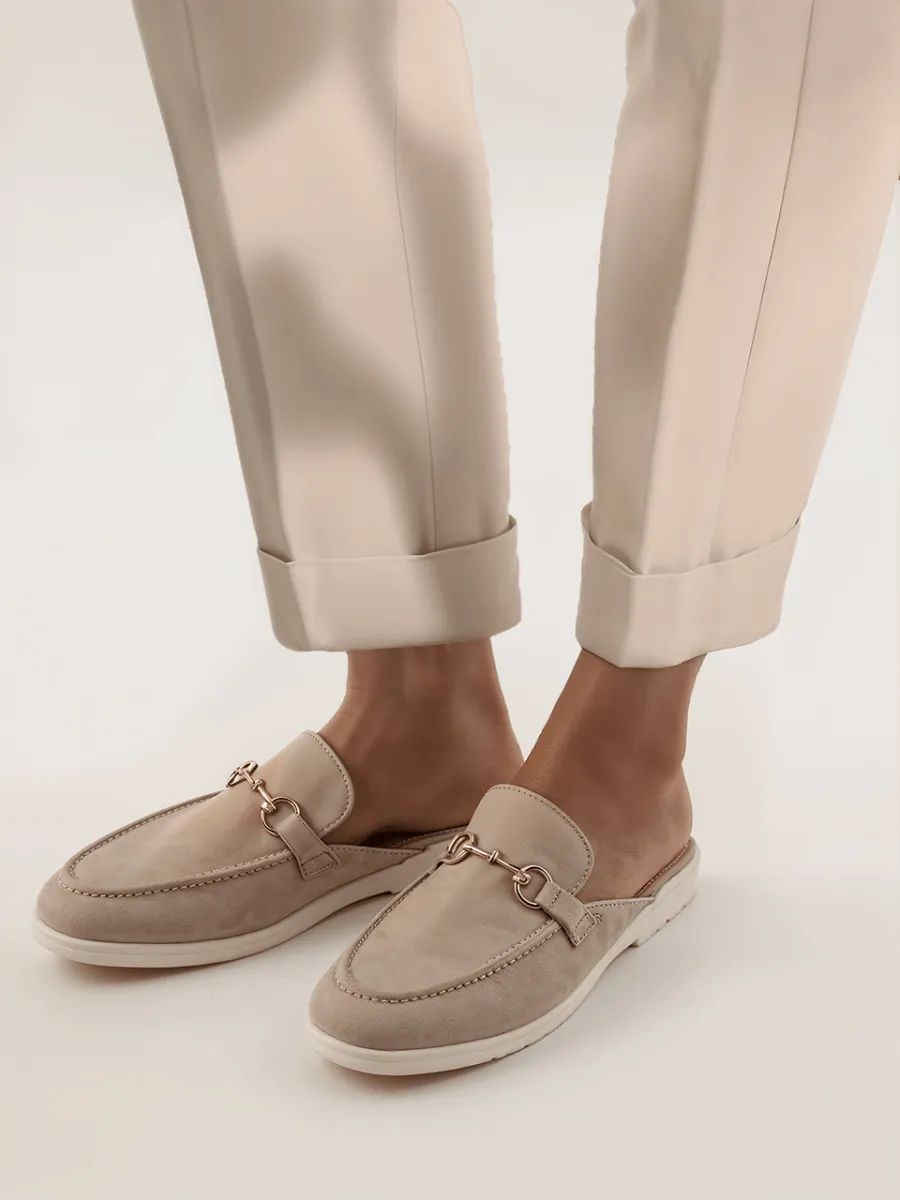Emma: Mules Femme - Daim  Pêche