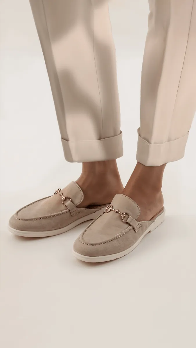 Emma: Mules Femme - Daim  Pêche