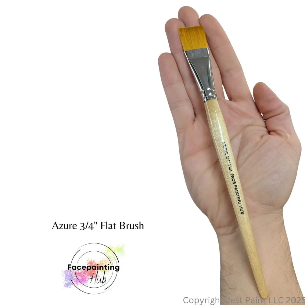 Face Painting Hub  | Face Painting Brush - Azure - 3/4" Flat
