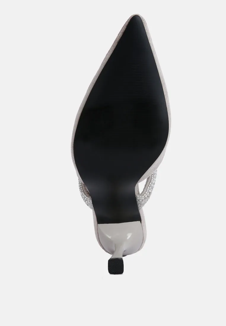fauci diamante strap heeled mules