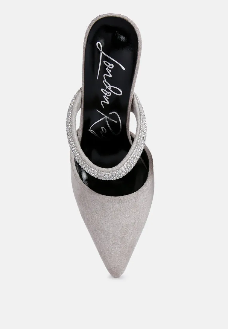 fauci diamante strap heeled mules