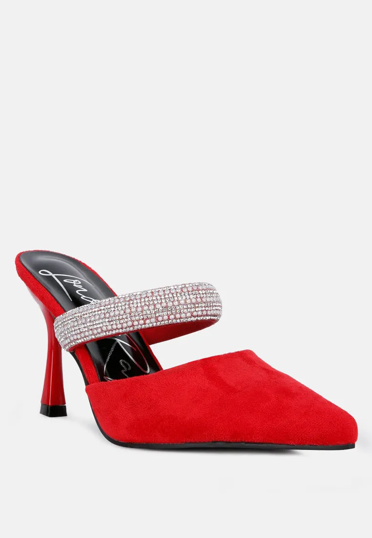fauci diamante strap heeled mules