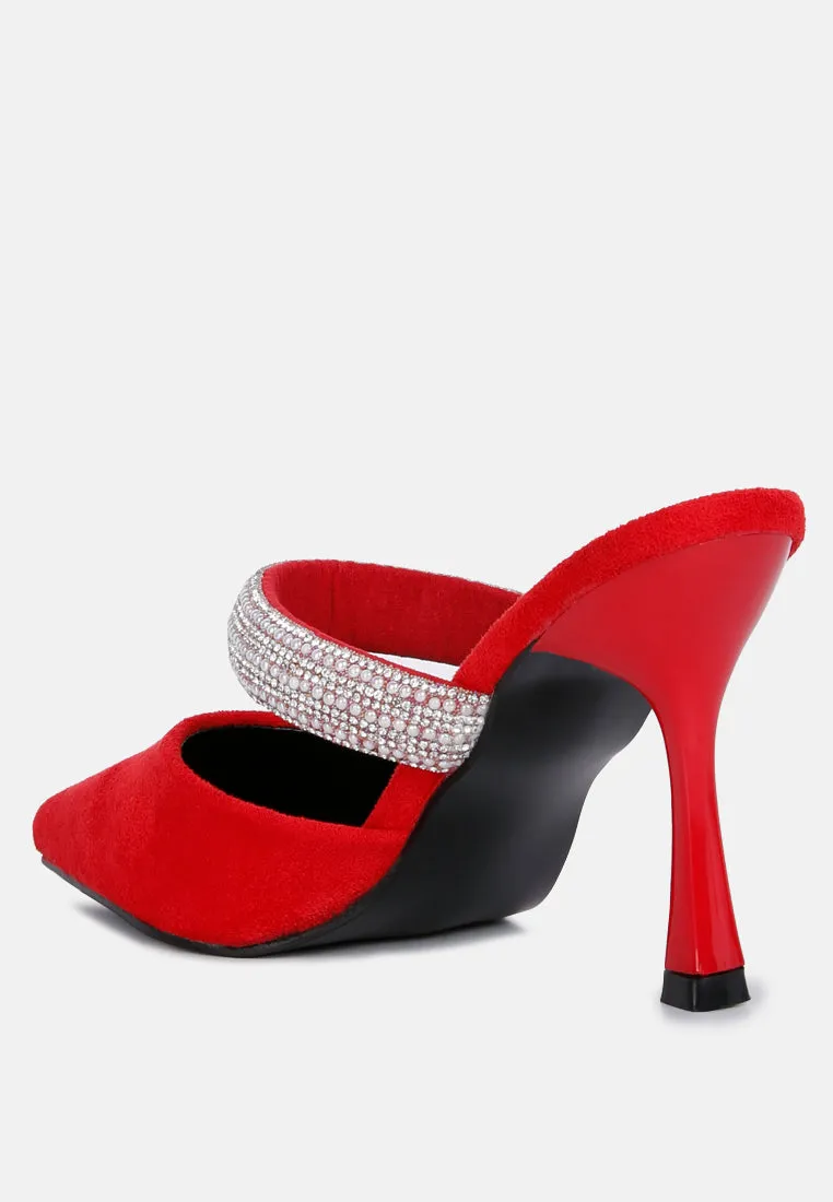 fauci diamante strap heeled mules