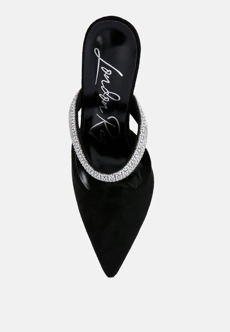 fauci diamante strap heeled mules