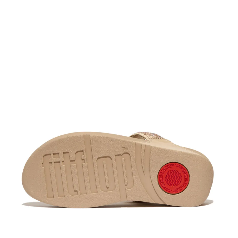 Fitflop Lulu Crystal Embelished Toe Post Latte Beige