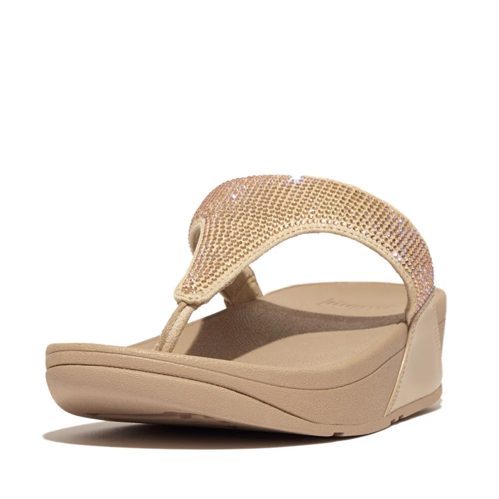 Fitflop Lulu Crystal Embelished Toe Post Latte Beige