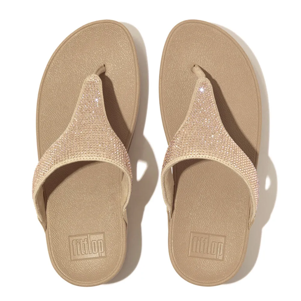 Fitflop Lulu Crystal Embelished Toe Post Latte Beige
