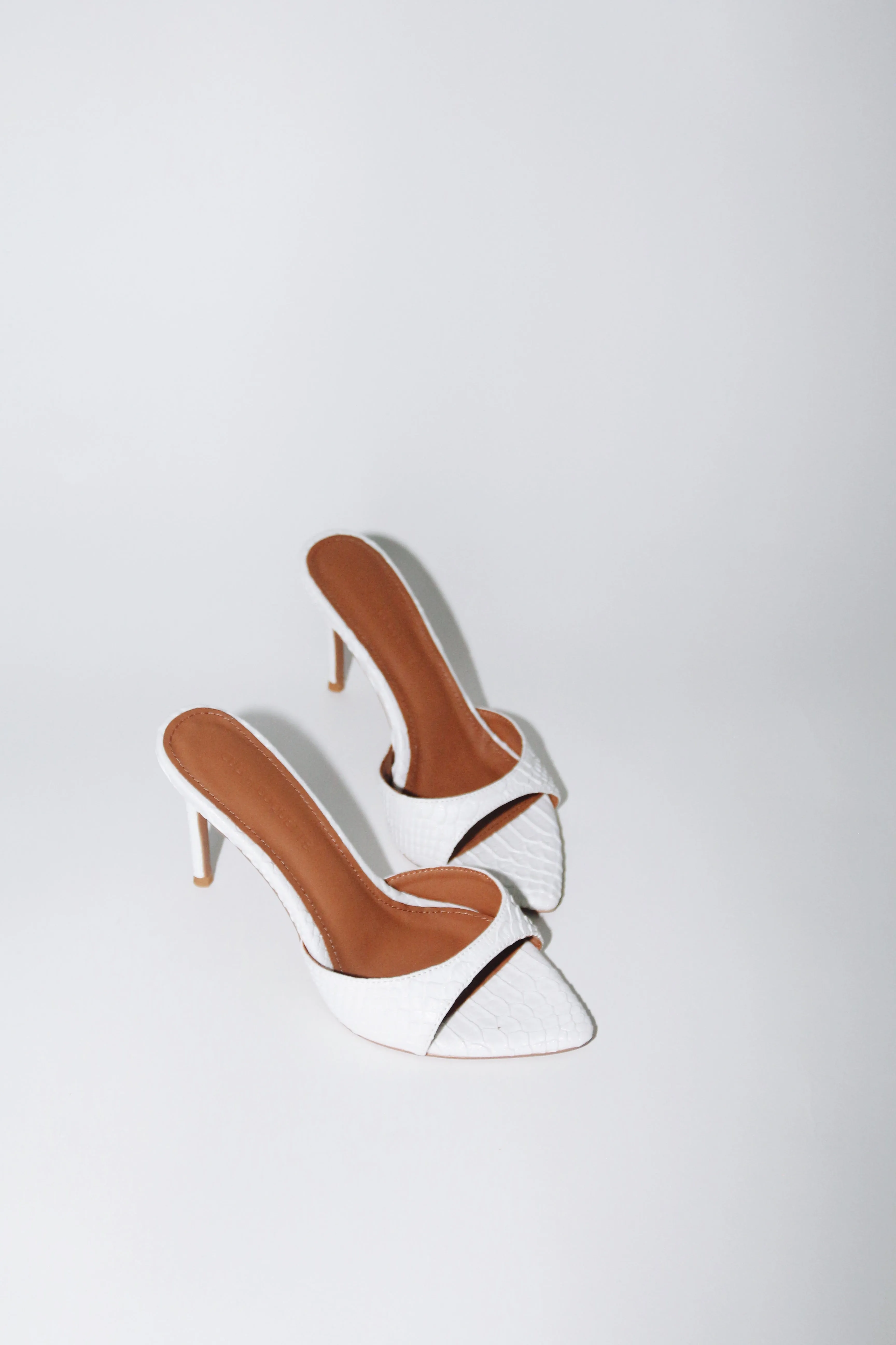 Gia White Reptile Vegan Mules 80 mm