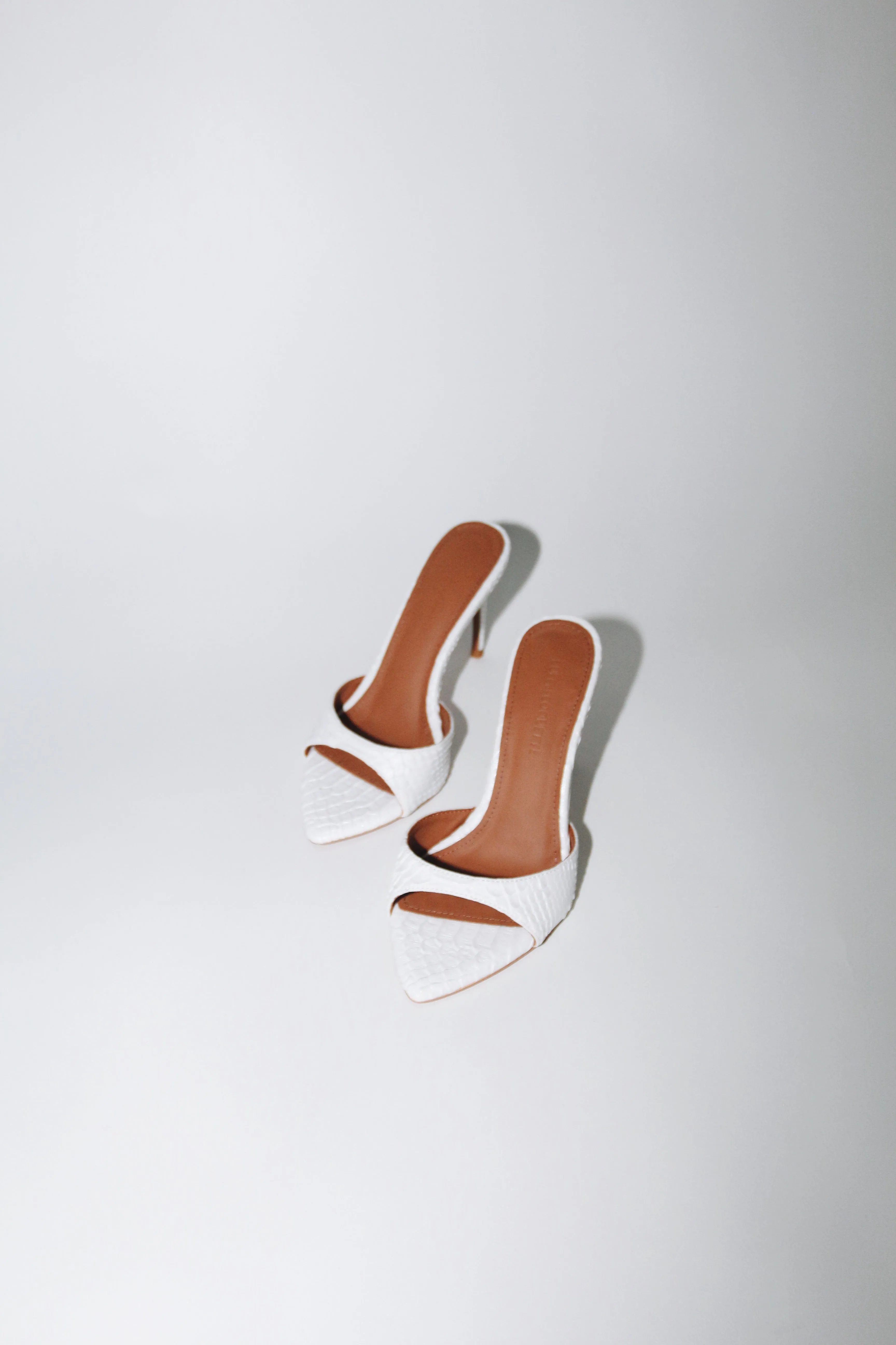 Gia White Reptile Vegan Mules 80 mm