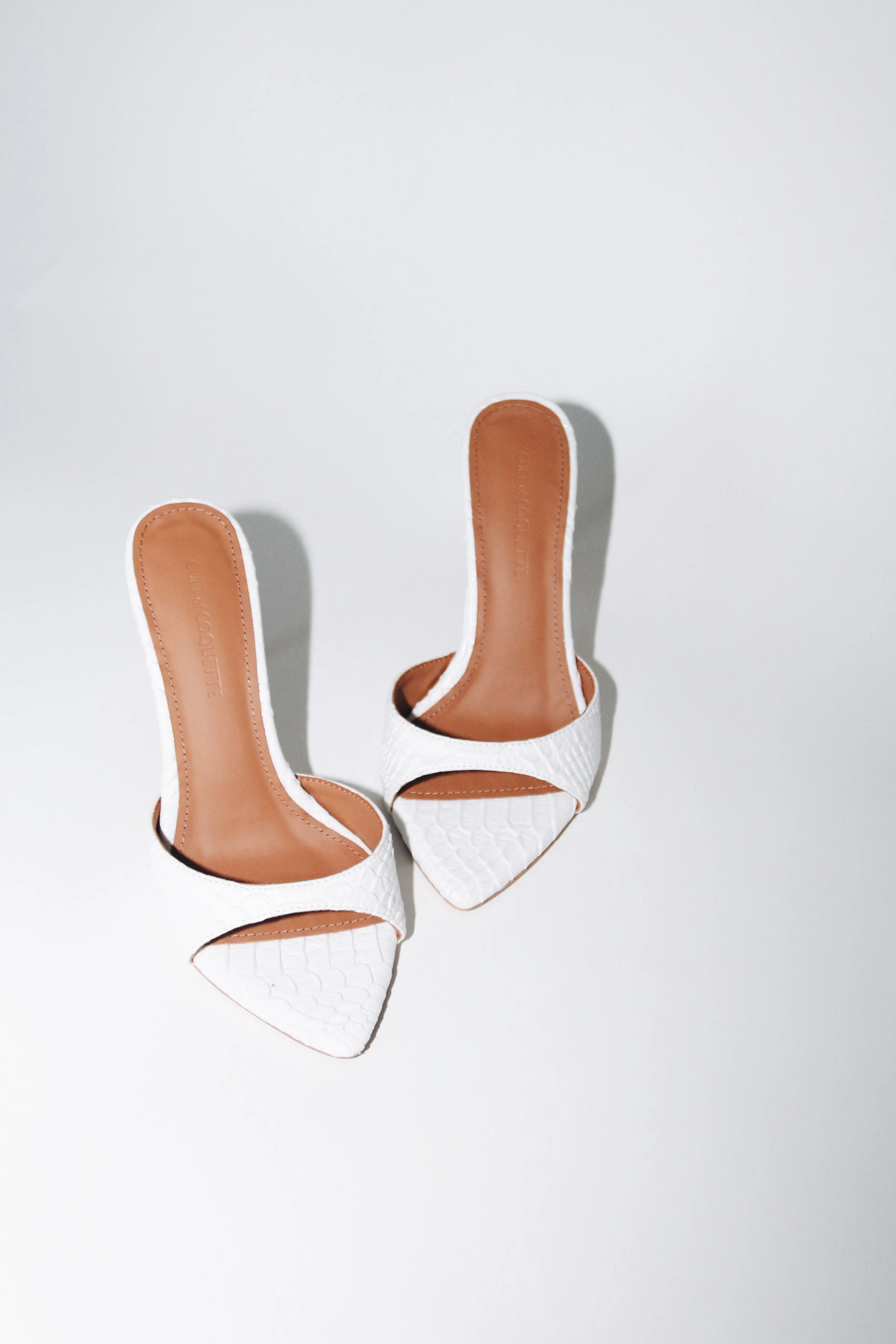 Gia White Reptile Vegan Mules 80 mm