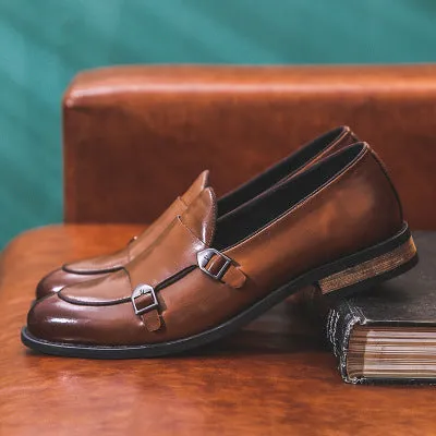 Leather Classic Buckles  Men Slip On Formal Loafers