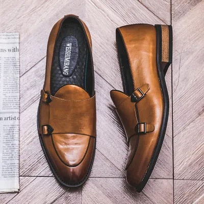 Leather Classic Buckles  Men Slip On Formal Loafers