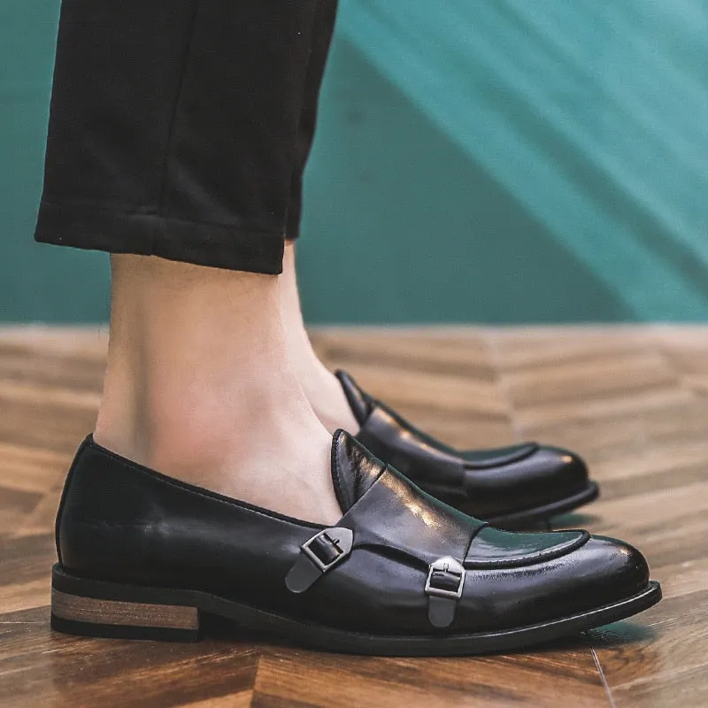 Leather Classic Buckles  Men Slip On Formal Loafers