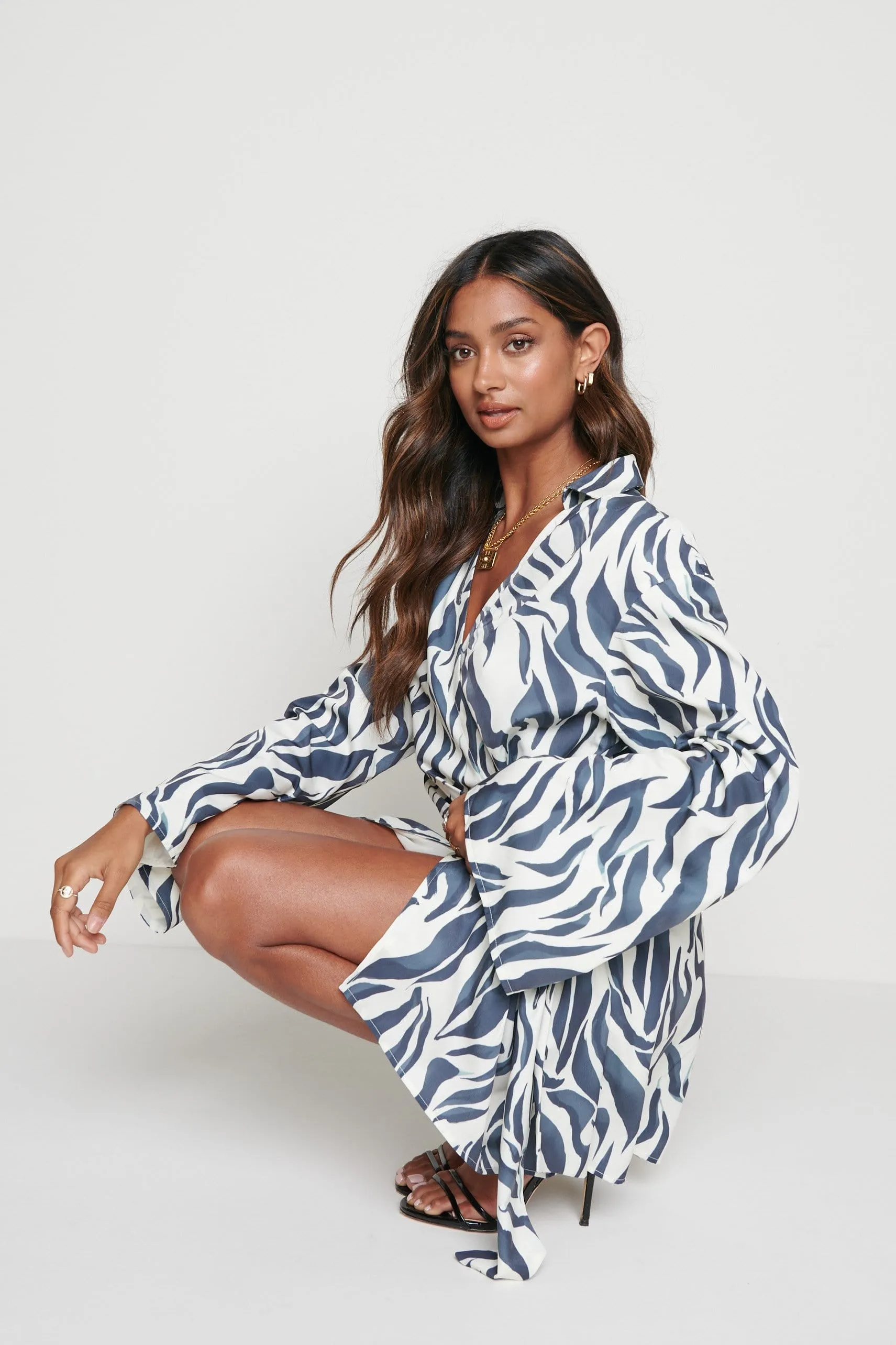 Louis Tie Knot Dress - Zebra