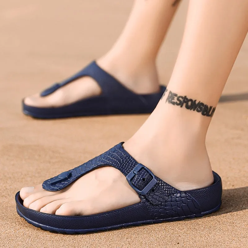 Men Flip Flops Summer Shoes Man Outside Beach Slippers EVA Light Soft Slippers Women Footwear Plus Size Male Sandals Flat Shoes