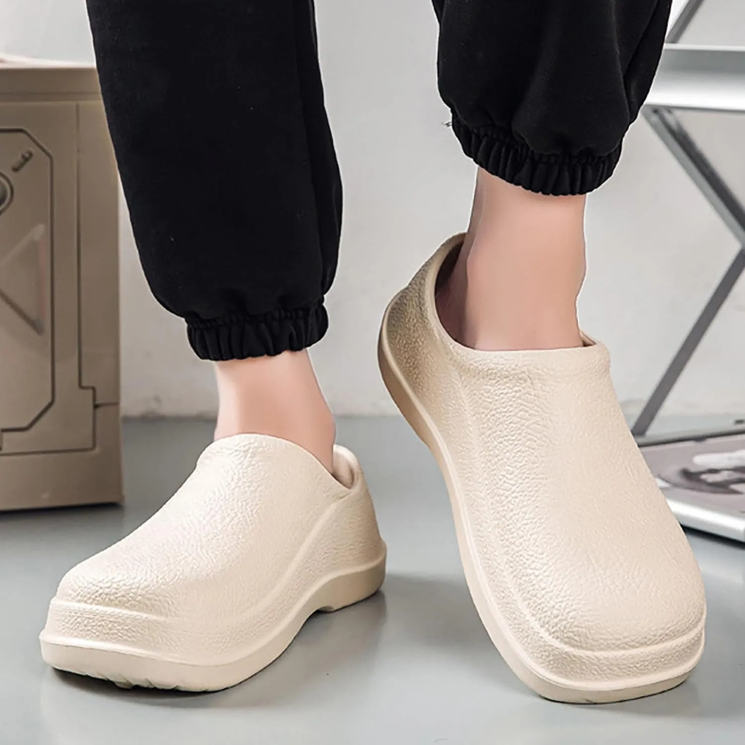 Men's Rain Boots Waterproof Shoes Low-Top Non-Slip Work Fishing Water Shoes Slip On Rubber Beach Slippers