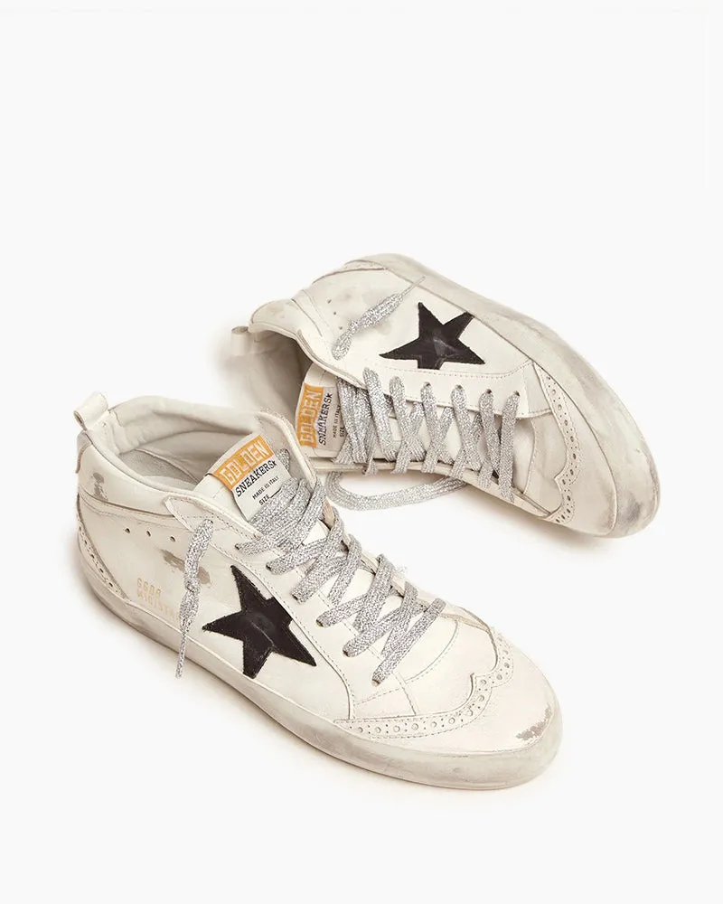 Mid Sneakers with Laminated Heel Tab and Glitter Laces
