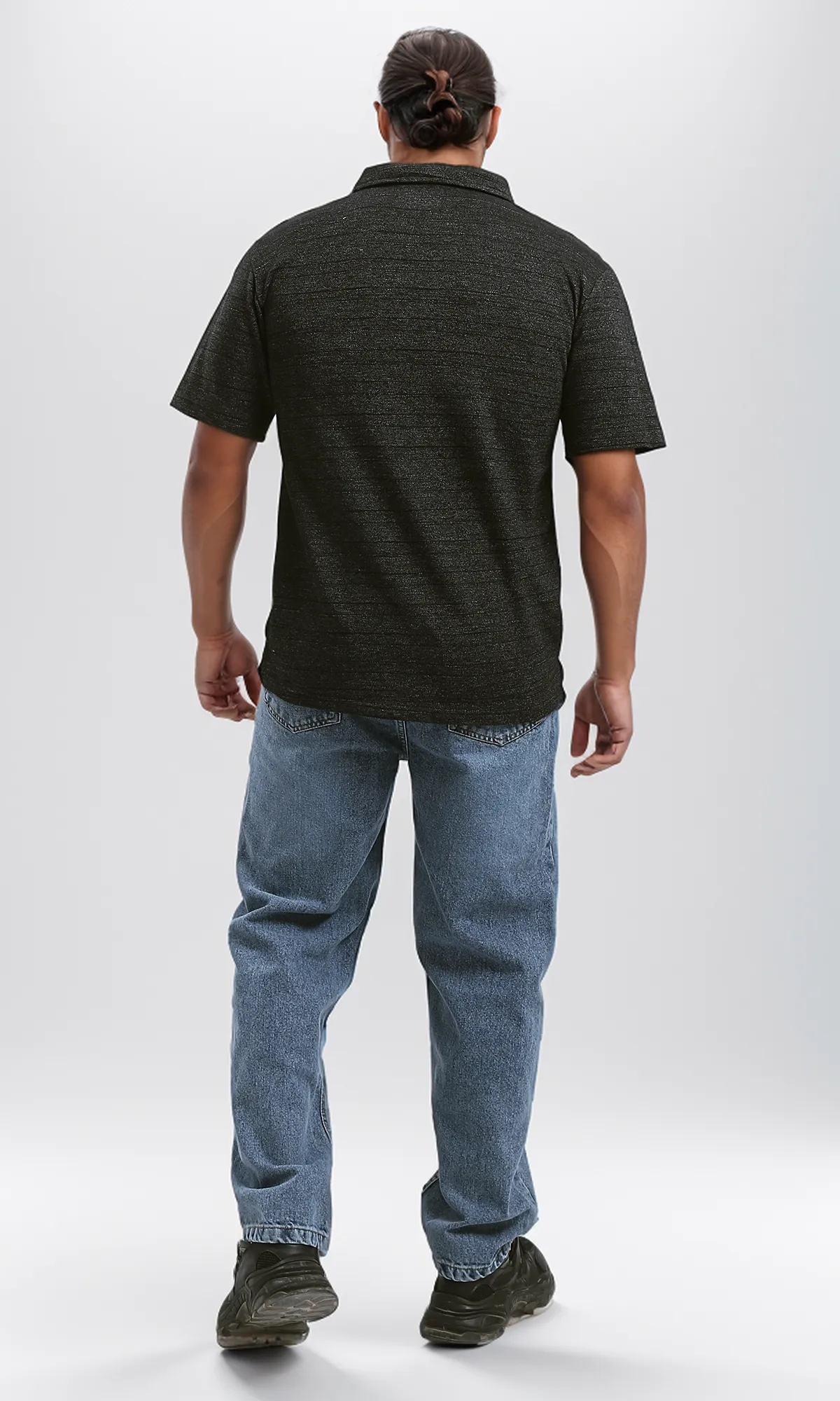 O188291 Short Sleeves Heather Black Polo Shirt