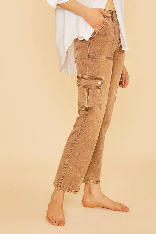 Online Annie Wear Straight Leg Jeans with Cargo Pockets