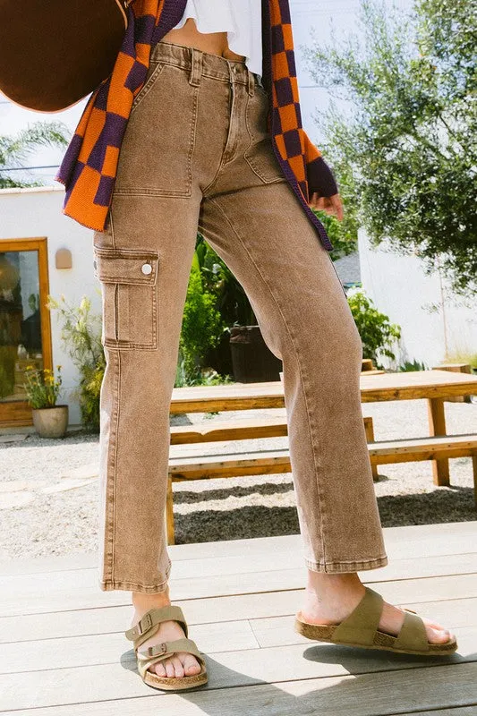Online Annie Wear Straight Leg Jeans with Cargo Pockets