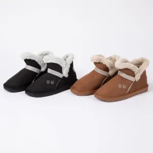 Paw Print Faux Suede Ankle Boots