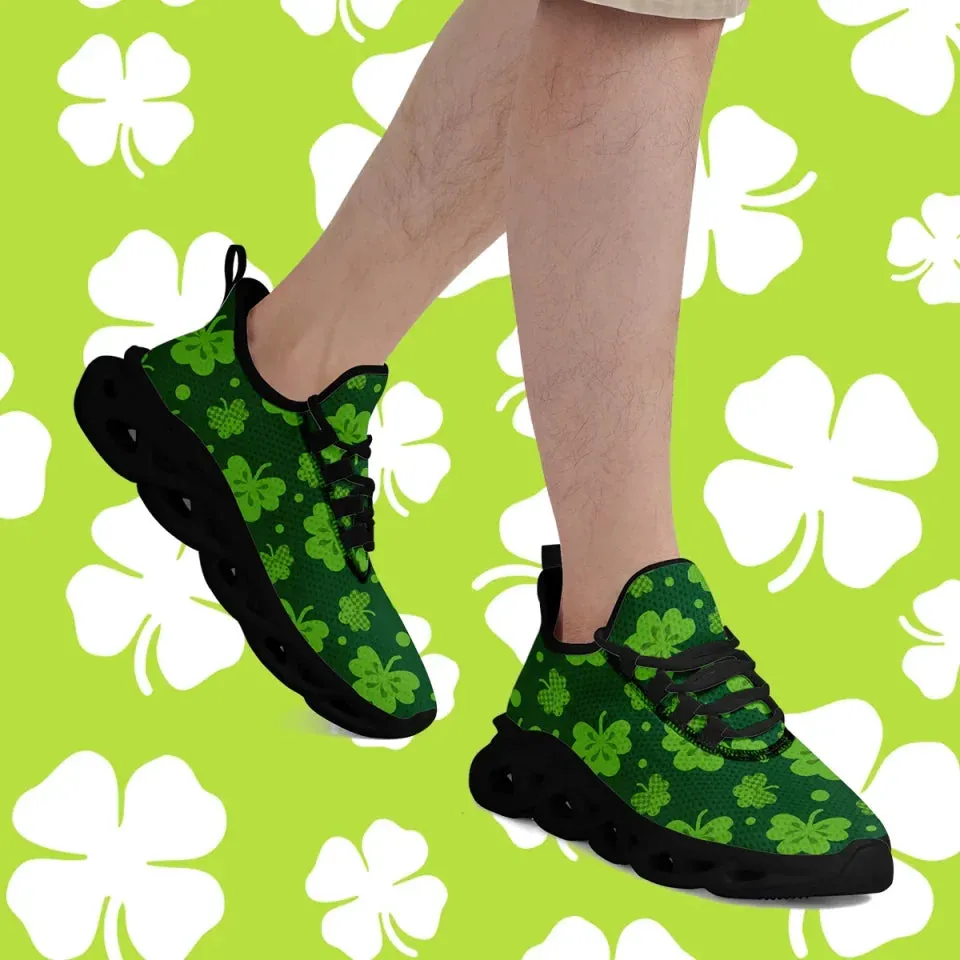 Personalized Four-Leaf Lucky Sneakers, Custom St. Patrick's Day Green Shoes, Breathable Shoes