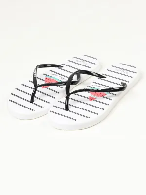 Printed Flip Flops - White