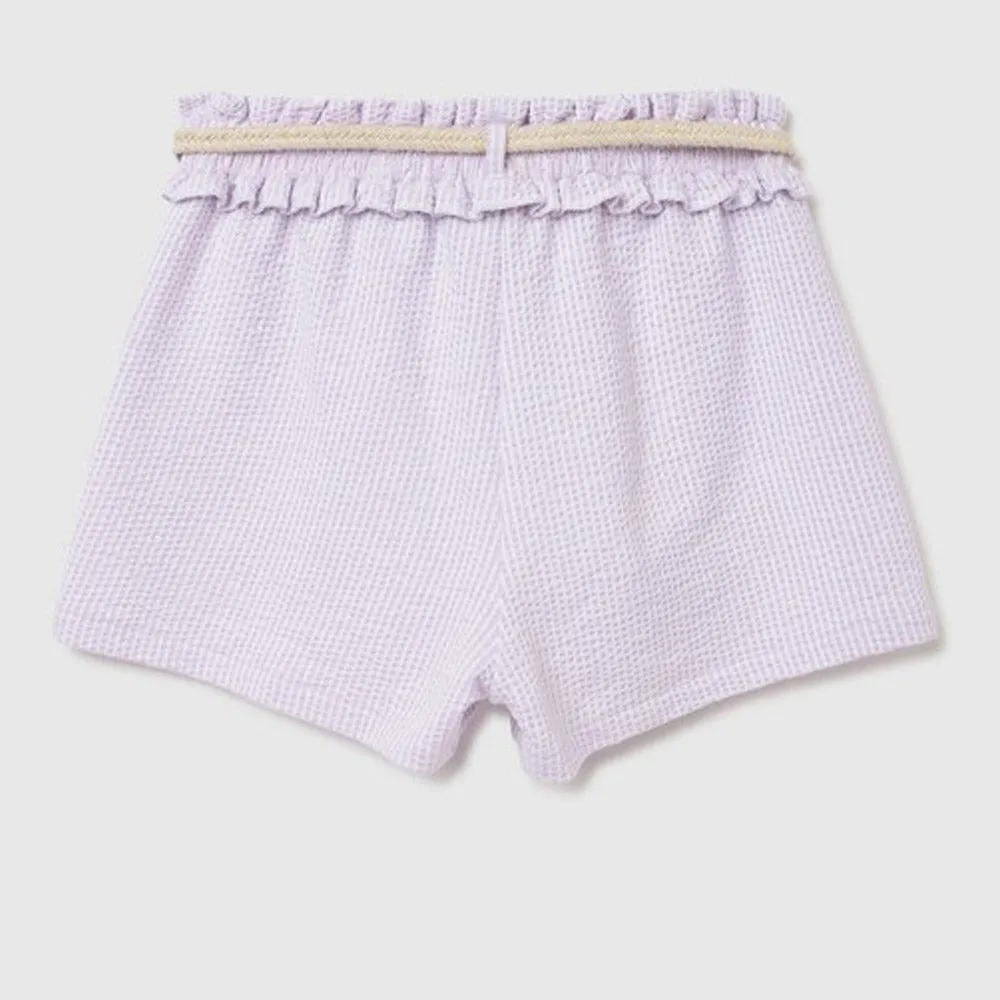 Purple Striped Mid Rise Shorts